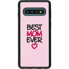 Coque Samsung Galaxy S10 - Silicone rigide noir Mom 2023 best Mom ever pink