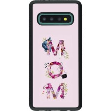 Coque Samsung Galaxy S10 - Silicone rigide noir Mom 2024 girly mom