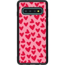 Coque Samsung Galaxy S10 - Silicone rigide noir Mom 2024 petits coeurs