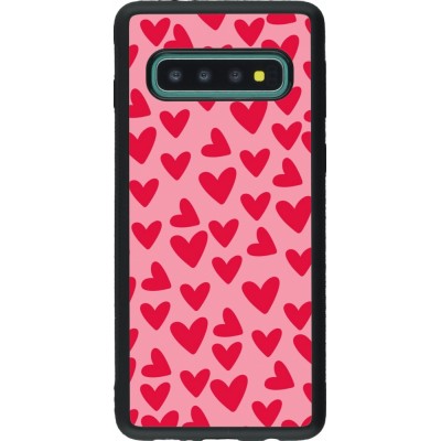 Coque Samsung Galaxy S10 - Silicone rigide noir Mom 2024 petits coeurs