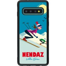 Coque Samsung Galaxy S10 - Silicone rigide noir Nendaz Ski Downhill