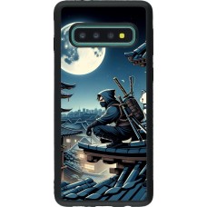 Samsung Galaxy S10 Case Hülle - Silikon schwarz Ninja unter dem Mond