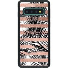 Hülle Samsung Galaxy S10 - Silikon schwarz Palm trees gold stripes