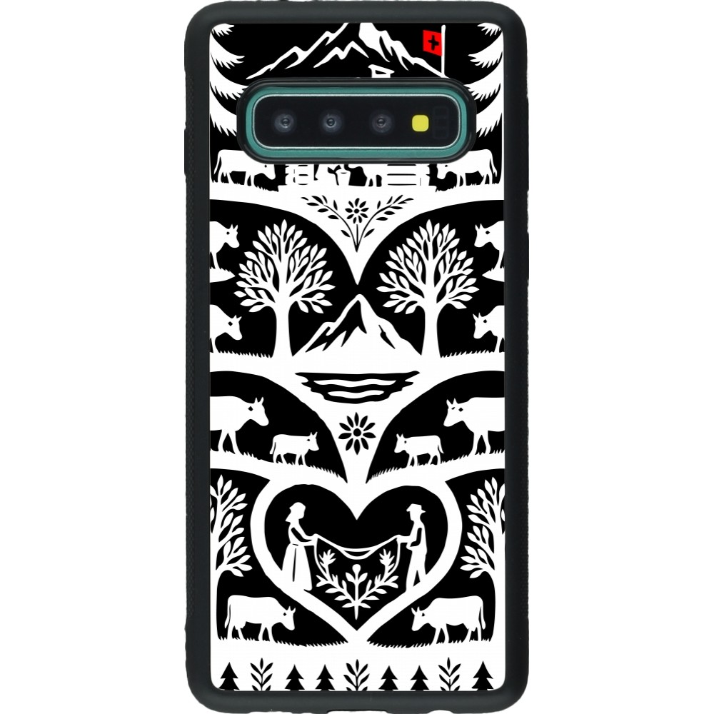 Coque Samsung Galaxy S10 - Silicone rigide noir Poya Suisse 2 noir