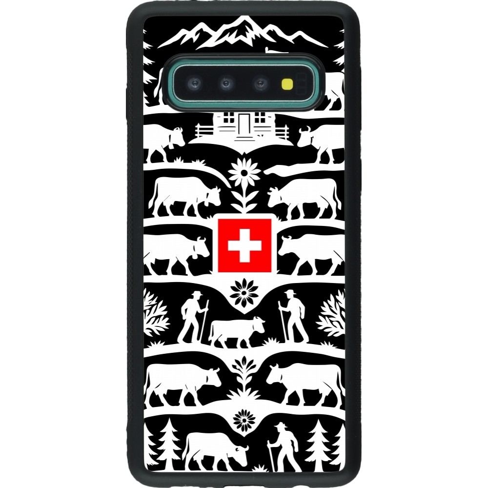 Coque Samsung Galaxy S10 - Silicone rigide noir Poya Suisse 3 noir