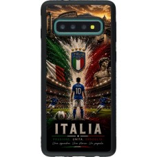 Coque Samsung Galaxy S10 - Silicone rigide noir Football Italie splash 2026