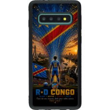 Coque Samsung Galaxy S10 - Silicone rigide noir Football République démocratique du Congo splash 2026