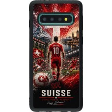 Coque Samsung Galaxy S10 - Silicone rigide noir Football Suisse splash 2026