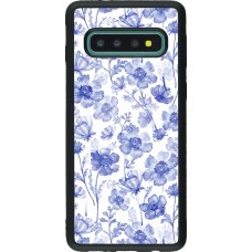 Samsung Galaxy S10 Case Hülle - Silikon schwarz Spring 23 watercolor blue flowers