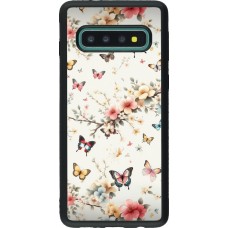 Coque Samsung Galaxy S10 - Silicone rigide noir Spring 25 Papillons Légers