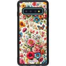 Coque Samsung Galaxy S10 - Silicone rigide noir Spring 25 printemps fleuri