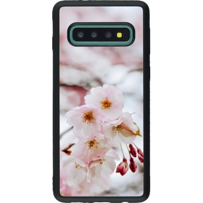 Coque Samsung Galaxy S10 - Silicone rigide noir Cherry tree Spring 2026