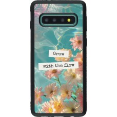 Coque Samsung Galaxy S10 - Silicone rigide noir Summer 2025 Grow with the flow