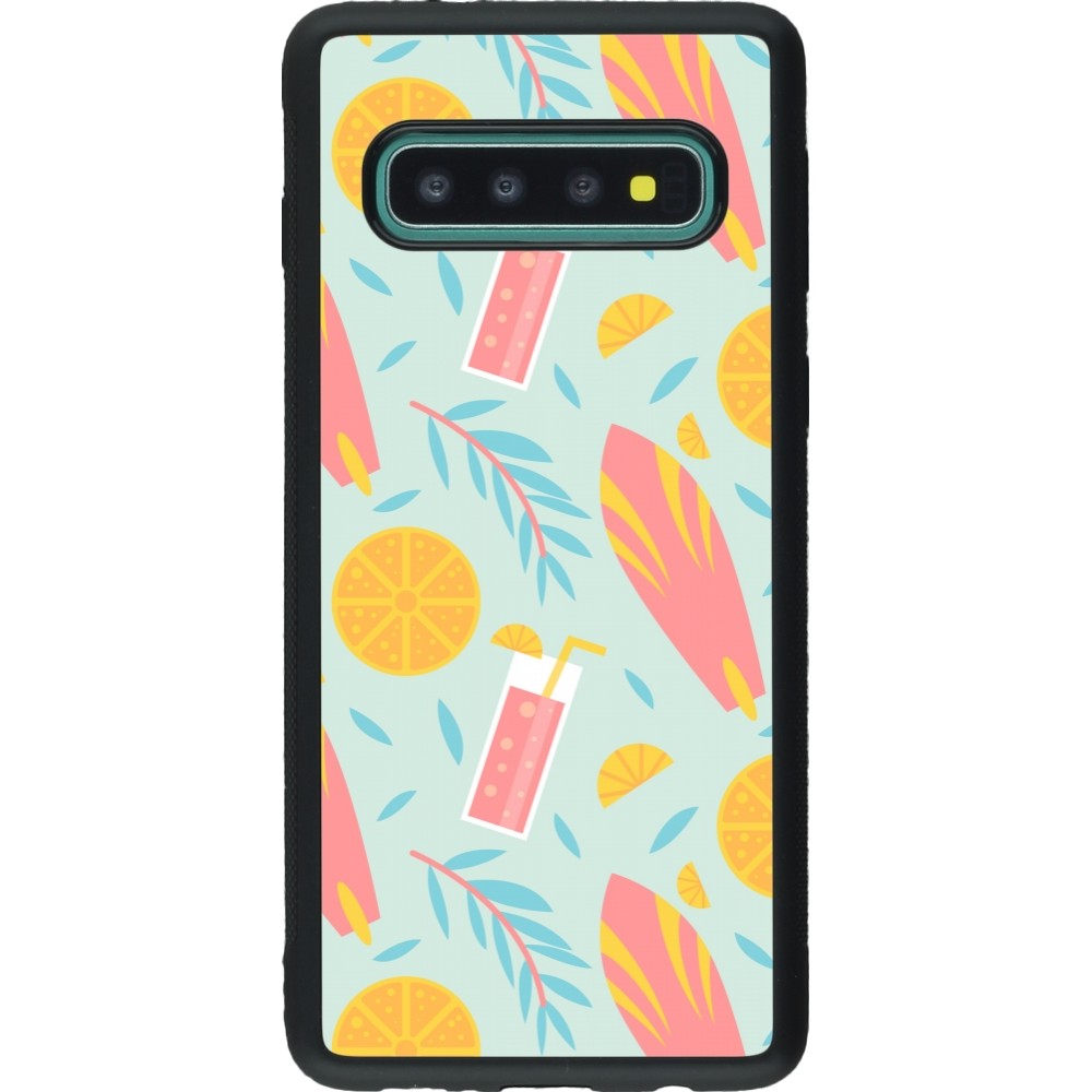 Samsung Galaxy S10 Case Hülle - Silikon schwarz Summer 2025 Pattern citron
