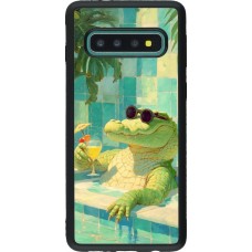 Samsung Galaxy S10 Case Hülle - Silikon schwarz Crocodile in the swimming pool Summer 2026
