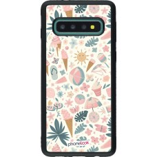 Coque Samsung Galaxy S10 - Silicone rigide noir Summer Pink Pattern