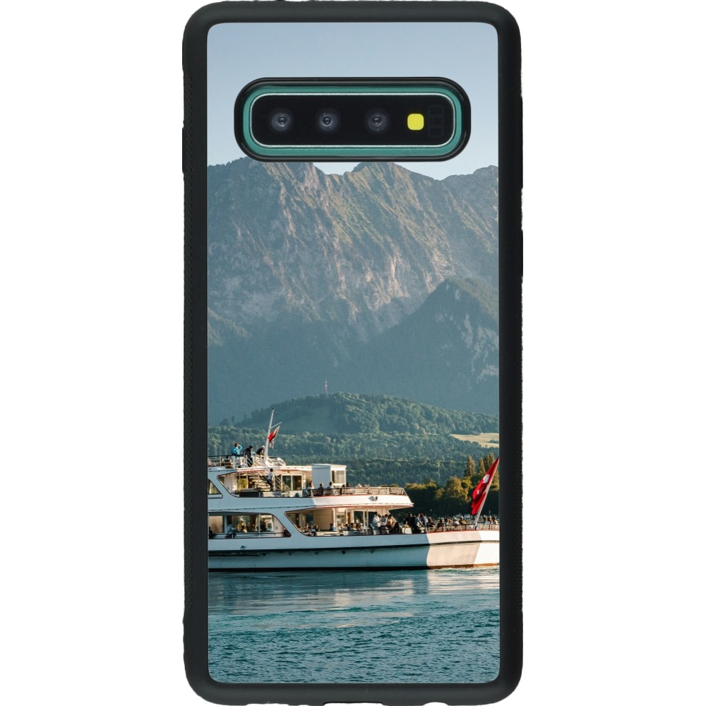 Samsung Galaxy S10 Case Hülle - Silikon schwarz  Nationalfeiertag Schweiz Bateau Leman