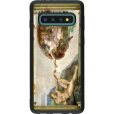 Coque Samsung Galaxy S10 - Silicone rigide noir Tableau art - La Création d’Adam - Michel-Ange