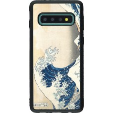 Coque Samsung Galaxy S10 - Silicone rigide noir Tableau art - La Grande Vague de Kanagawa - Hokusai