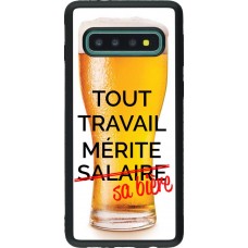 Coque Samsung Galaxy S10 - Silicone rigide noir Tout travail mérite sa bière