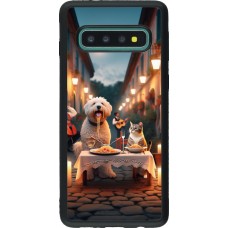Samsung Galaxy S10 Case Hülle - Silikon schwarz Valentin 2024 Hund & Katze Kerzenlicht