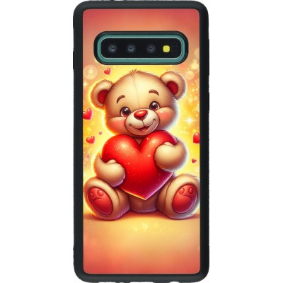 Coque Samsung Galaxy S10 - Silicone rigide noir Valentine 2024 Teddy love