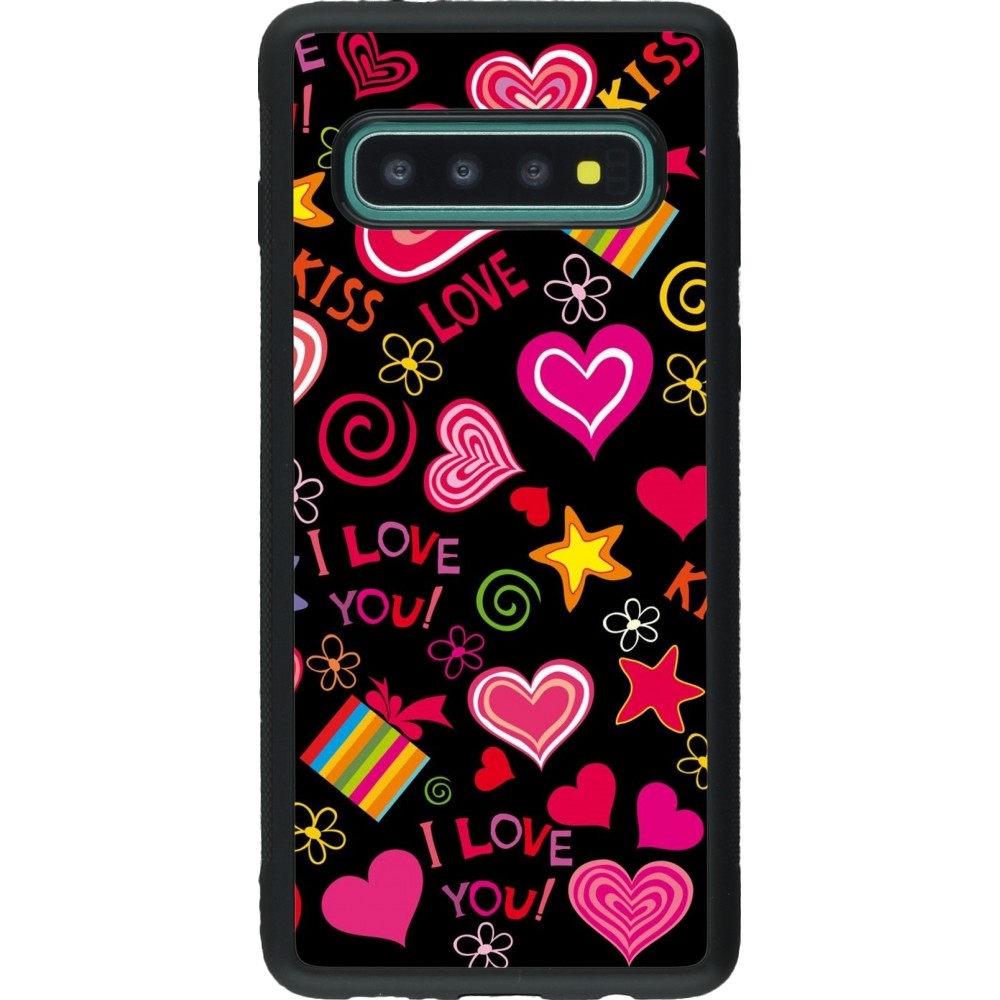 Samsung Galaxy S10 Case Hülle - Silikon schwarz Valentine 2023 love symbols