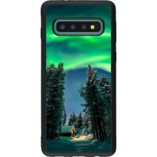 Coque Samsung Galaxy S10 - Silicone rigide noir Winter 22 Northern Lights