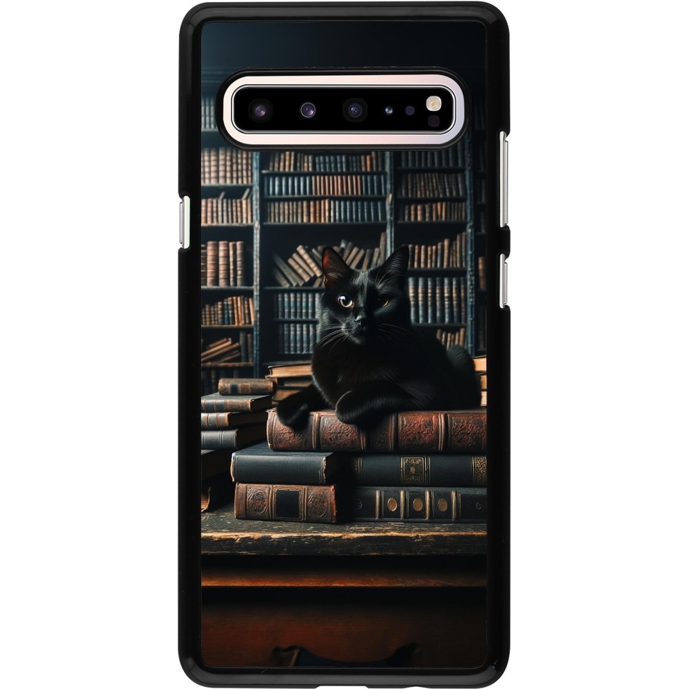 Samsung Galaxy S10 5G Case Hülle - Katze Bücher dunkel
