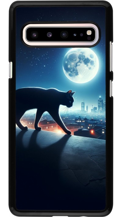 Samsung Galaxy S10 5G Case Hülle - Schwarze Katze unter dem Vollmond