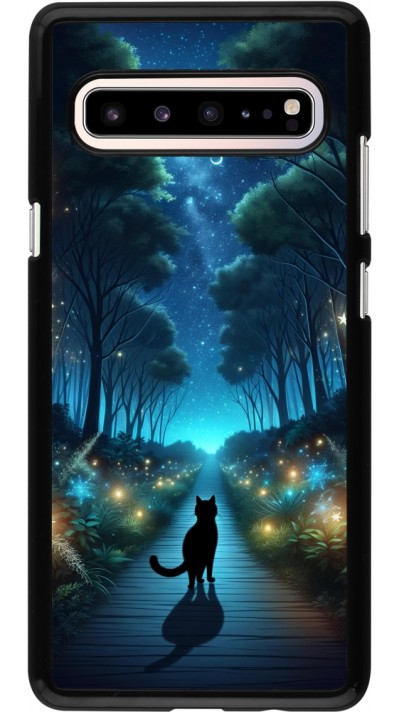 Samsung Galaxy S10 5G Case Hülle - Schwarze Katze Spaziergang
