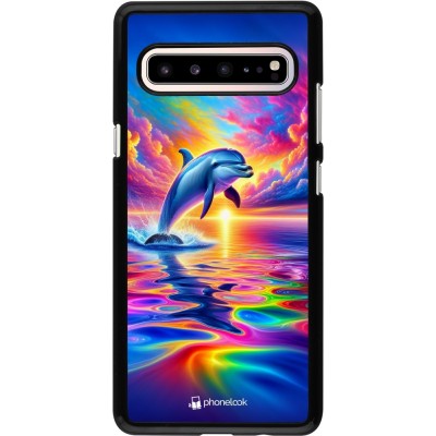 Coque Samsung Galaxy S10 5G - Dauphin arc-en-ciel heureux
