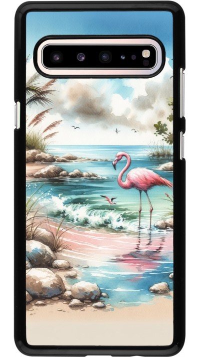 Samsung Galaxy S10 5G Case Hülle - Flamingo Aquarell