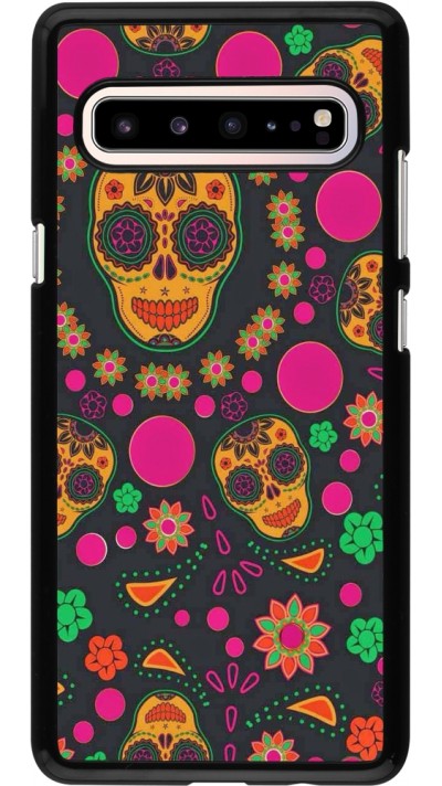 Samsung Galaxy S10 5G Case Hülle - Halloween 22 colorful mexican skulls