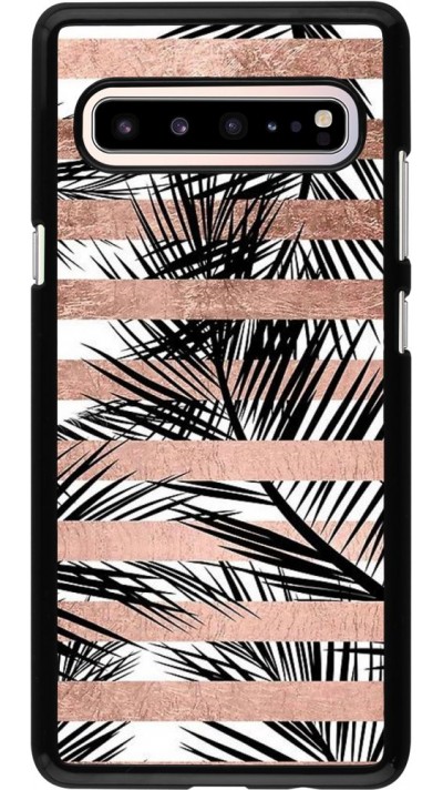 Coque Samsung Galaxy S10 5G - Palm trees gold stripes
