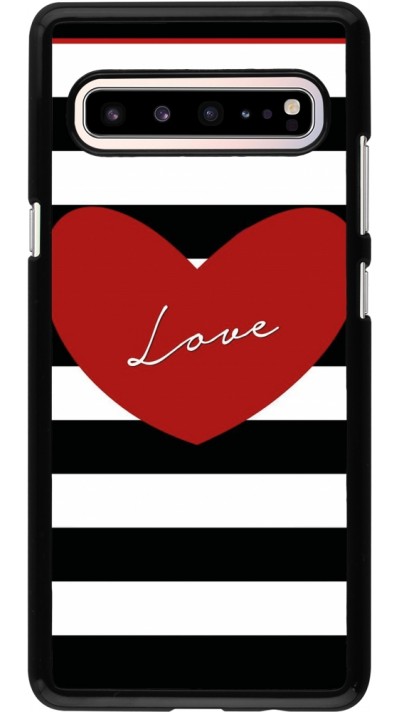 Coque Samsung Galaxy S10 5G - Valentine 2023 heart black and white lines