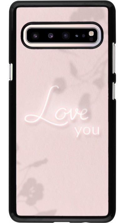 Coque Samsung Galaxy S10 5G - Valentine 2023 love you neon flowers shadows