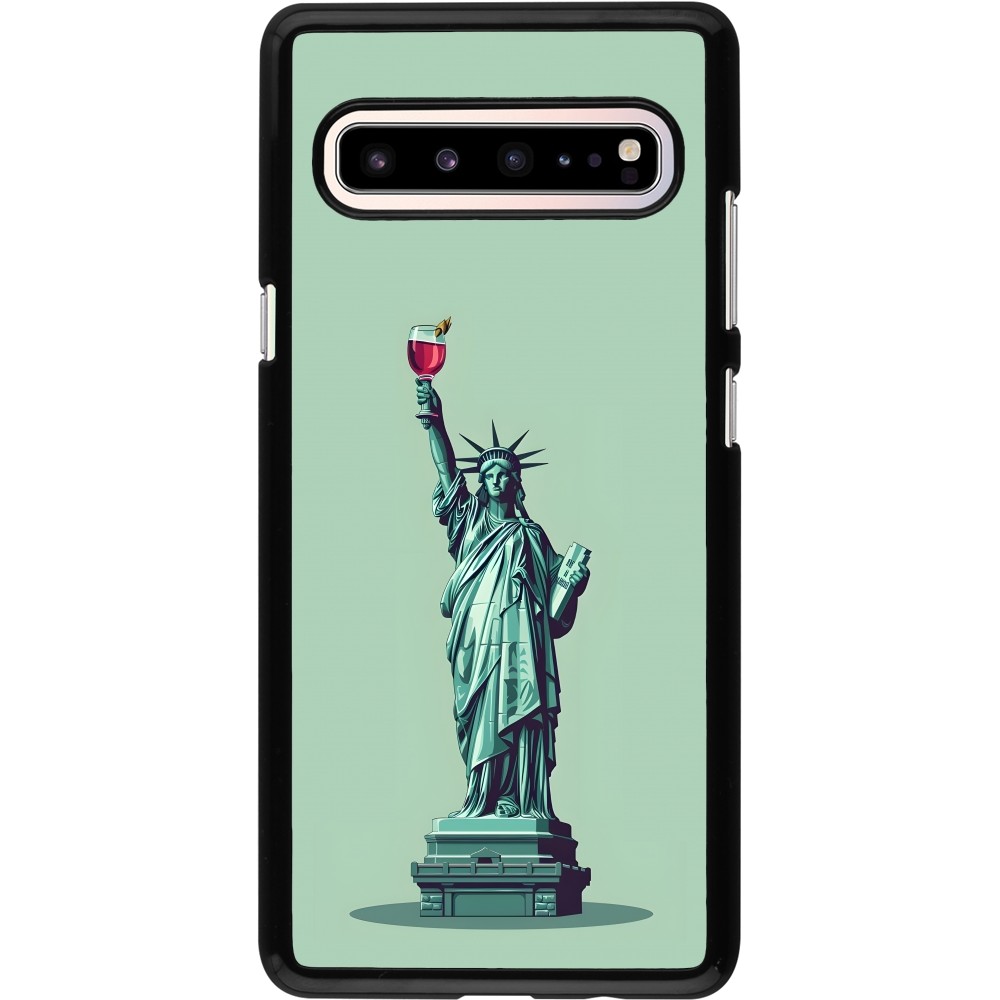 Coque Samsung Galaxy S10 5G - Wine Statue de la liberté avec un verre de vin