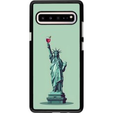 Coque Samsung Galaxy S10 5G - Wine Statue de la liberté avec un verre de vin