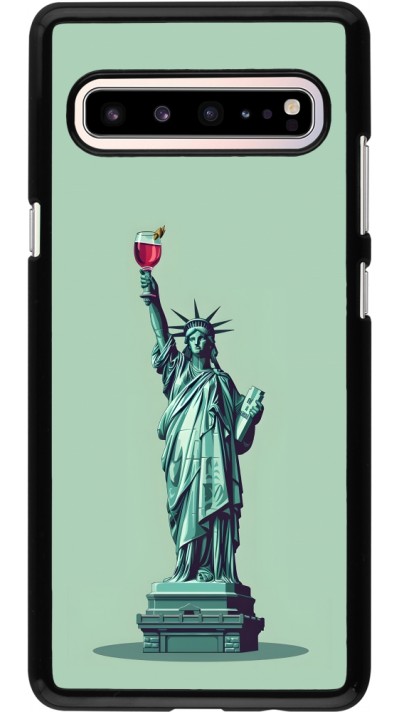 Samsung Galaxy S10 5G Case Hülle - Freiheitsstatue mit einem Glas Wein