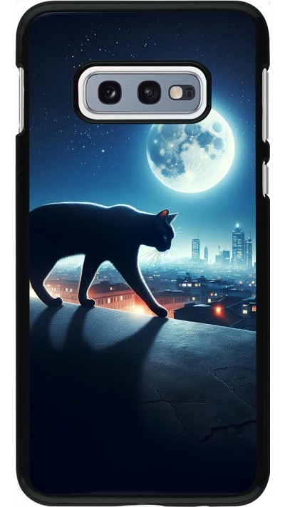 Coque Samsung Galaxy S10e - Chat noir sous la pleine lune