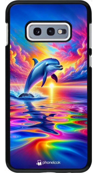 Coque Samsung Galaxy S10e - Dauphin arc-en-ciel heureux