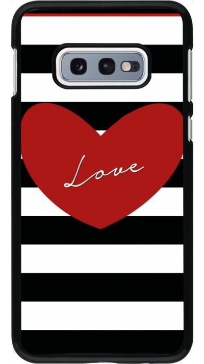 Coque Samsung Galaxy S10e - Valentine 2023 heart black and white lines