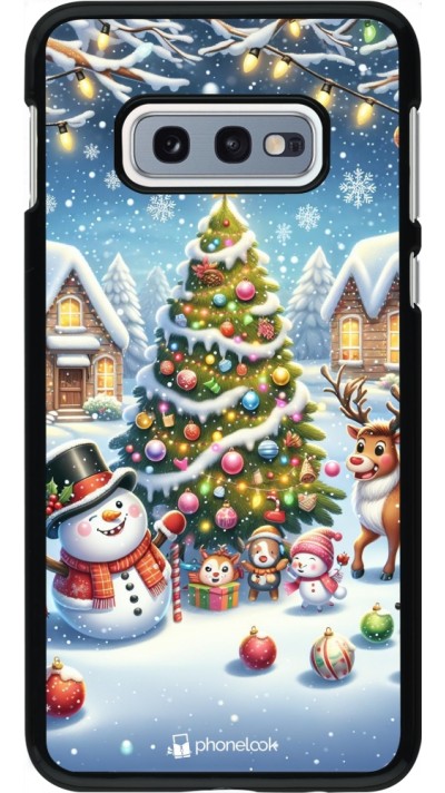 Coque Samsung Galaxy S10e - Noël 2023 bonhomme de neige et sapin