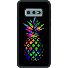 Coque Samsung Galaxy S10e - Silicone rigide noir Ananas Multi-colors
