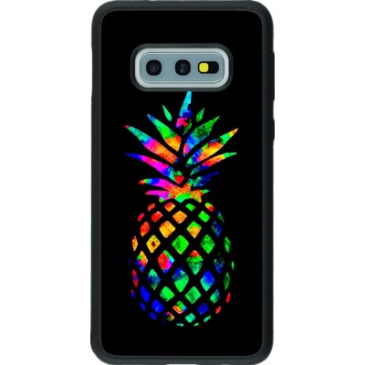 Coque Samsung Galaxy S10e - Silicone rigide noir Ananas Multi-colors