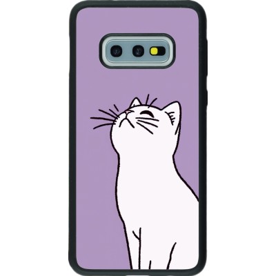 Samsung Galaxy S10e Case Hülle - Silikon schwarz Chat auf lila Hintergrund
