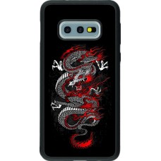 Coque Samsung Galaxy S10e - Silicone rigide noir Japanese style Dragon Tattoo Red Black