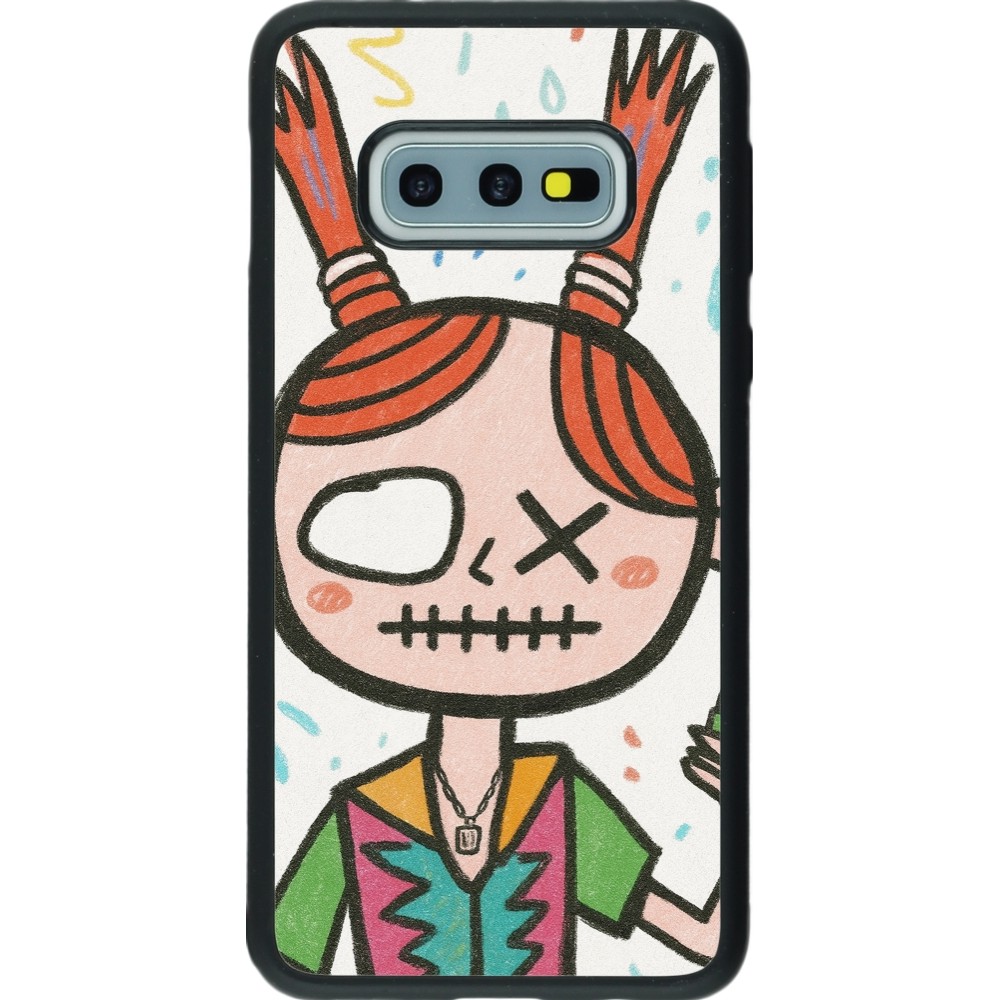 Coque Samsung Galaxy S10e - Silicone rigide noir Little Girl Sketch
