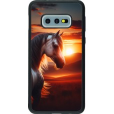 Coque Samsung Galaxy S10e - Silicone rigide noir Majestic Sunset Horse